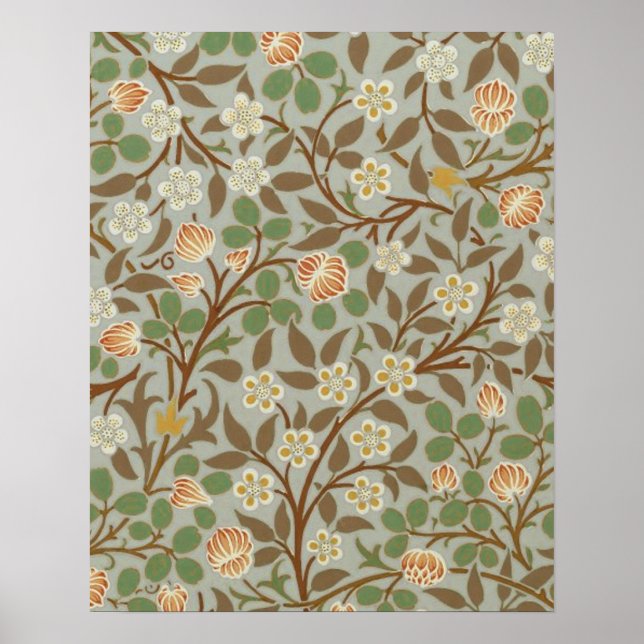 Póster Patrón de flores de trébol de William Morris (Frente)