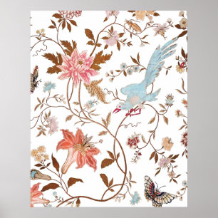 Póster Patrón de flores floreciendo estilo vintage