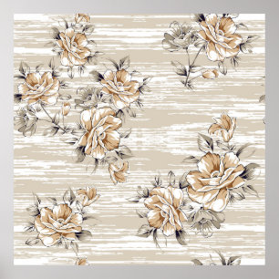 Póster patrón de flores marrones en el fondo de textura