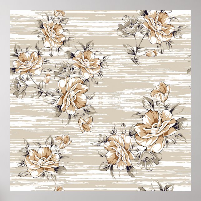 Póster patrón de flores marrones en el fondo de textura (Frente)