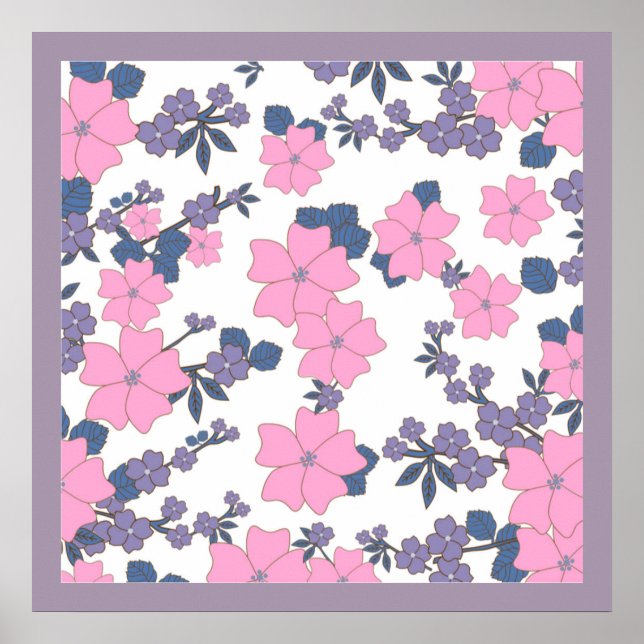 PÓSTER PATRÓN DE FLORES PURPILOTO Y PURPLE (Frente)