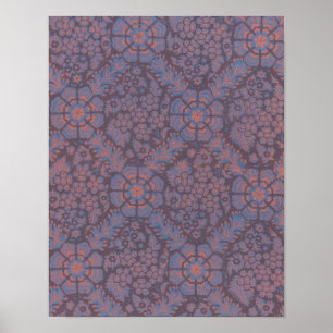 Póster Patrón de Flores Purpúreas