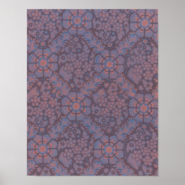 Póster Patrón de Flores Purpúreas (Frente)