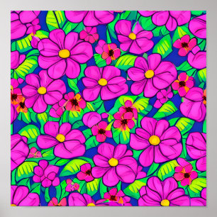 Póster Patrón de flores rosas