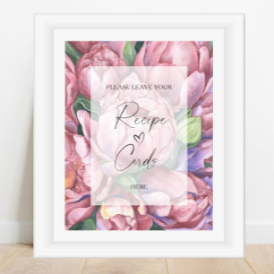 Póster patrón de flores - Tarjeta de receta aquí