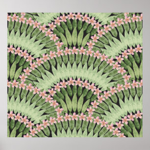 Póster Patrón de flores tropicales pintadas a mano
