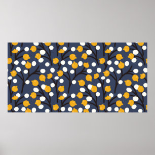 Póster Patrón de flores y hojas abstractas