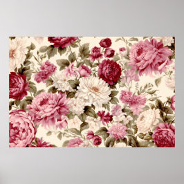 Póster Patrón de flores y plantas