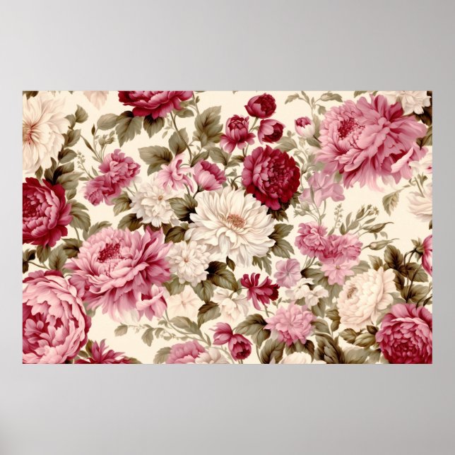 Póster Patrón de flores y plantas (Frente)