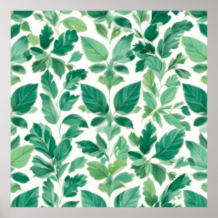 Póster Patrón de follaje verde