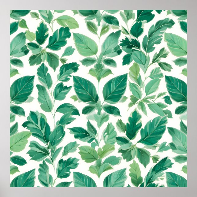 Póster Patrón de follaje verde (Frente)