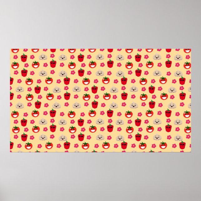 Póster patrón de fondo de dibujos animados de verduras so (Frente)