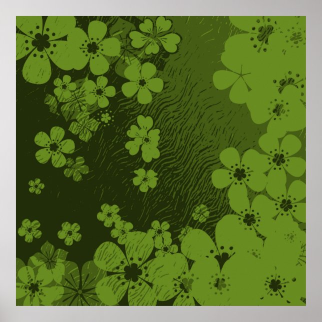 Póster Patrón de fondo de fondo floral verde (Frente)