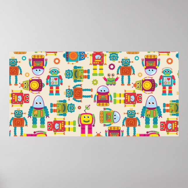 Póster Patrón de fondo inalámbrico y transparente con bob (Frente)