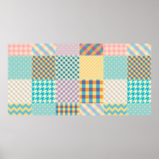 Póster Patrón de fondo sin fisuras. Parche de textil pat (Frente)