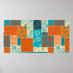 Póster Patrón de fondo sin fisuras. Patrón de patchwork e