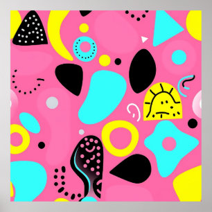 Póster Patrón de Formas Abstractas Rosadas Juguetonas