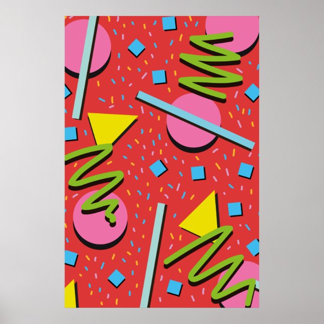 Póster Patrón de formas de los años 90 (Frente)