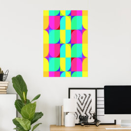 Póster Patrón de formas geométricas abstractas retro colo