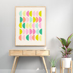 Póster Patrón de formas geométricas modernas de paqueterí<br><div class="desc">Patrón geométrico simple en una paleta de colores alegre y divertida de pasteles de dulce brillantes combinados con cal,  coral,  verde,  agua y rosa.</div>