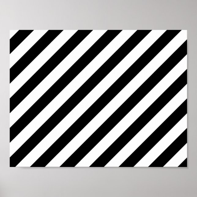 Póster Patrón de franjas diagonales en blanco y negro (Frente)