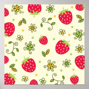 Póster Patrón de fresa