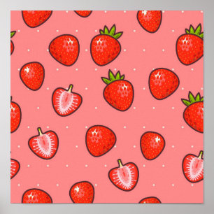 Póster Patrón de fresa