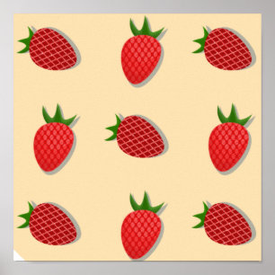 Póster Patrón de fresa para buenas vibraciones en verano