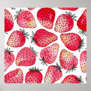 Póster Patrón de fresas acuáticas.