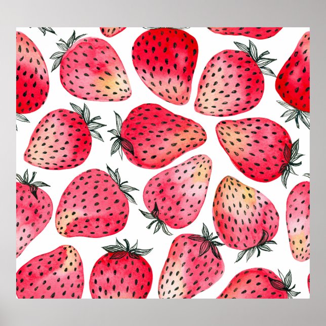 Póster Patrón de fresas acuáticas. (Frente)