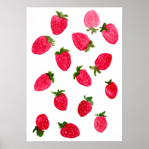 Póster Patrón de fresas de color de agua