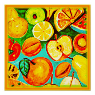 Póster Patrón de fruta caprichoso. ¡Hazte con una en Zazz