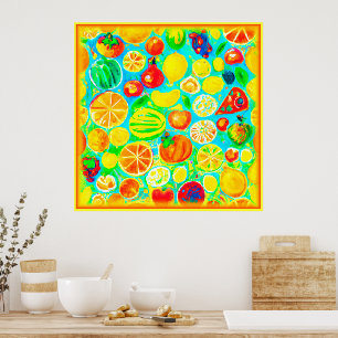 Póster Patrón de fruta colorido. ¡Hazte con una en Zazzle