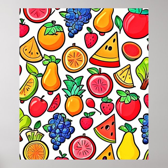 Póster Patrón de fruta vibrante (Frente)