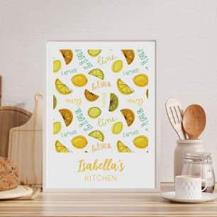 Póster Patrón de frutas cítricas de limón y lima