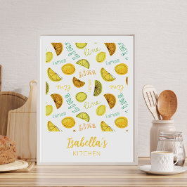 Póster Patrón de frutas de Lemon y Lime Zesty