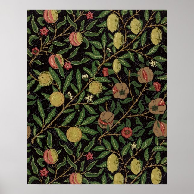 Póster Patrón de frutas de William Morris (Frente)