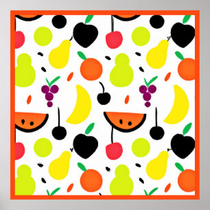 Póster Patrón de frutas neón Glow Tropical