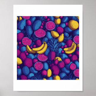 Póster Patrón de Frutas Tropicales – Diseño Vibrante Exót