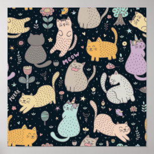 Póster Patrón de gato