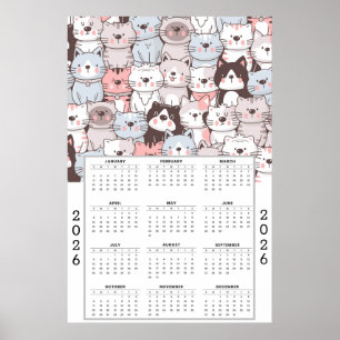 Póster Patrón de gato de dibujos animados juguetones con 