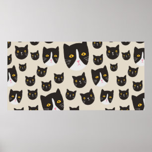 Póster Patrón de gato sin soldadura/