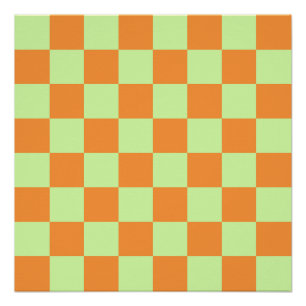 Póster Patrón de gingham a cuadros de cítricos verdes nar