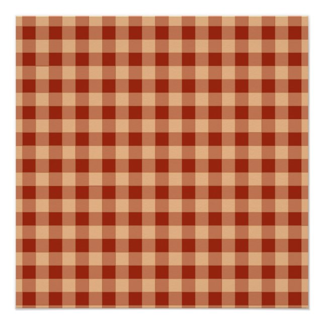 Póster Patrón de gingham a cuadros marrones (Anverso)