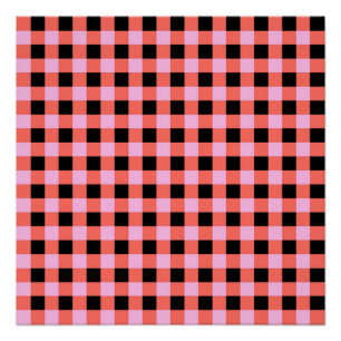 Póster Patrón de gingham a cuadros rosa y negro