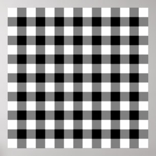 Póster Patrón de Gingham blanco y negro