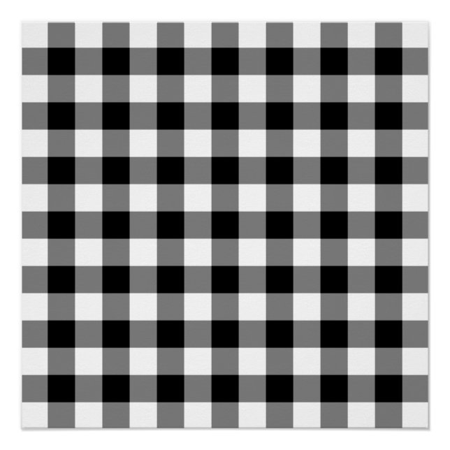 Póster Patrón de Gingham blanco y negro (Anverso)