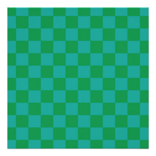 Póster Patrón de Gingham de Green Blue Checkered