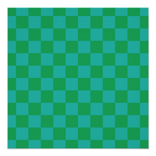 Póster Patrón de Gingham de Green Blue Checkered (Anverso)