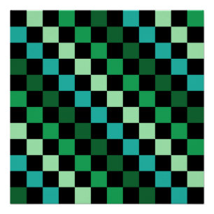 Póster Patrón de Gingham de Green Blue Checkered